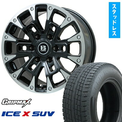 【取付対象】265/60R18 スタッドレスタイヤ ホイール4本セット プラド/ハイラックス GRIPMAX アイスX SUV BSW ブラックサイドウォール(限定) BIGWAY B-LUGNAS BRD(ブラックポリッシュ/ブラッククリア) 18インチ(送料無料)