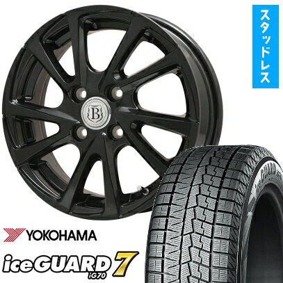 【取付対象】205/60R16 スタッドレスタイヤ ホイール4本セット 5/114車用 YOKOHAMA アイスガード セブンIG70 BRANDLE-LINE ボレアノ10 パールブラック 16インチ(送料無料)