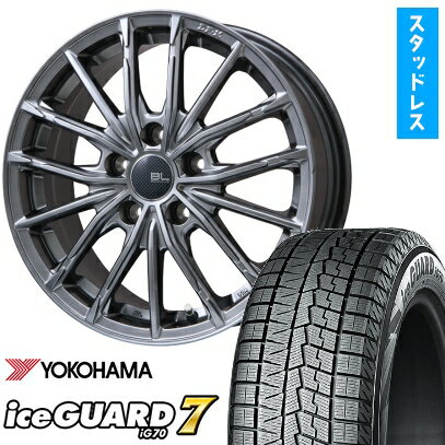 【取付対象】215/45R17 スタッドレスタイヤ ホイール4本セット YOKOHAMA アイスガード セブンIG70 (5/100車用) BRANDLE-LINE DF-10M ハイパーグレー 17インチ【送料無料】