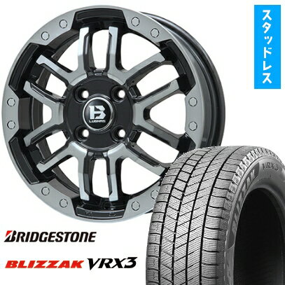 【取付対象】195/65R16 スタッドレスタイヤ ホイール4本セット ライズ/ロッキー（ハイブリッド） BRIDGESTONE ブリザック VRX3 BIGWAY B-LUGNAS FRD(ブラックポリッシュ/ブラッククリア) 16インチ【送料無料】