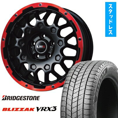 【取付対象】225/45R18 スタッドレスタイヤ ホイール4本セット BRIDGESTONE ブリザック VRX3 (5/114車用) LEHRMEISTER LMG MS-9W マットブラックレッドリム 18インチ【送料無料】