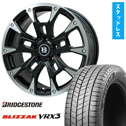 【取付対象】225/50R18 スタッドレスタイヤ ホイール4本セット BRIDGESTONE ブリザック VRX3 (5/114車用) ビッグウエイ B-LUGNAS BRD(ブラックポリッシュ/ブラッククリア) 18インチ【送料無料】