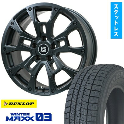 【取付対象】215/60R17 スタッドレスタイヤ ホイール4本セット DUNLOP ウインターマックス 03 WM03 (5/114車用) ビッグウエイ B-LUGNAS BRD(マットブラック) 17インチ【送料無料】