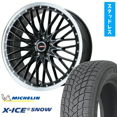 【取付対象】215/45R17 スタッドレスタイヤ ホイール4本セット MICHELIN エックスアイス スノー (5/114車用) PREMIX MER PROMESH グロスブラック/リムポリッシュ 17インチ【送料無料】