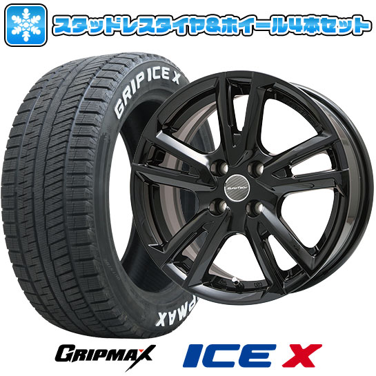 【取付対象】195/55R16 スタッドレスタイヤ ホイール4本セット 輸入車用 プジョー208 2020- GRIPMAX アイスX RWL ホワイトレター(限定2022年製) EUROTECH ガヤ ソリ(グロスブラック) 16インチ【送料無料】