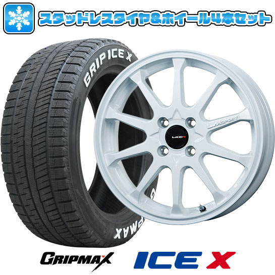 【取付対象】195/55R16 スタッドレスタイヤ ホイール4本セット GRIPMAX アイスX RWL ホワイトレター(限定2022年製) (4/100車用) LEHRMEISTER LMスポーツLM-10R(ホワイト) 16インチ【送料無料】