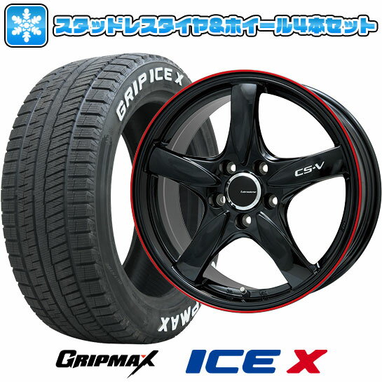 【取付対象】205/50R17 スタッドレスタイヤ ホイール4本セット GRIPMAX アイスX RWL ホワイトレター(限定2022年製) (5/100車用) LEHRMEISTER CS-V(グロスブラック/レッドリム) 17インチ【送料無料】