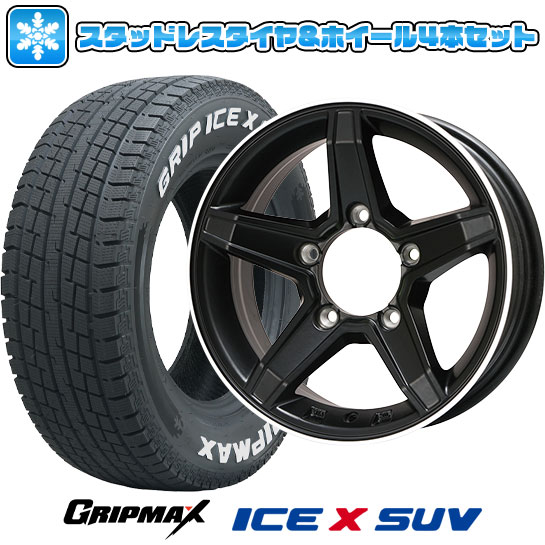 【取付対象】185/85R16 スタッドレスタイヤ ホイール4本セット ジムニー GRIPMAX アイスX SUV RWL ホワイトレター(限定2022年製) PREMIX エステラ(マットブラック/リムポリッシュ) 16インチ【送料無料】