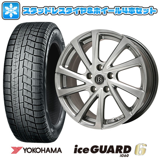 【取付対象】215/45R17 スタッドレスタイヤ ホイール4本セット YOKOHAMA アイスガード シックスIG60 (5/100車用) BRANDLE E04 17インチ【送料無料】