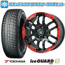 【取付対象】215/60R17 スタッドレスタイヤ ホイール4本セット YOKOHAMA アイスガード シックスIG60 (5/114車用) BIGWAY B-LUGNAS FRD(マットブラック/レッドリム) 17インチ【送料無料】