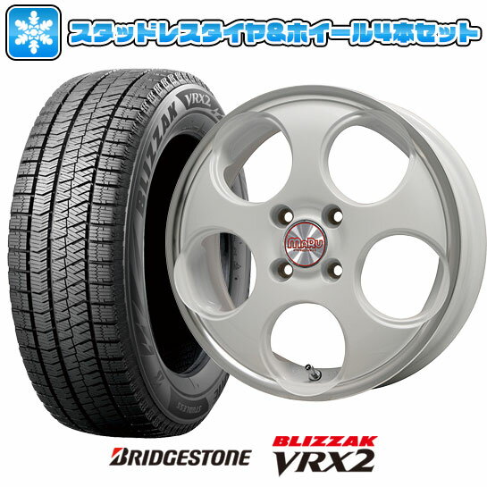 【取付対象】165/60R15 スタッドレスタイヤ ホイール4本セット BRIDGESTONE ブリザック VRX2 (軽自動車用) PREMIX マル(ホワイト/リムポリッシュ) 15インチ【送料無料】