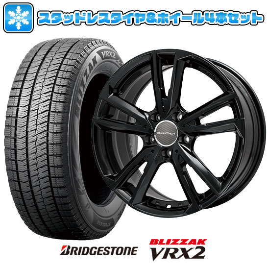 【取付対象】205/60R16 スタッドレスタイヤ ホイール4本セット 輸入車用 ボルボ（V40 クロスカントリー） BRIDGESTONE ブリザック VRX2 EUROTECH ガヤ ソリ(グロスブラック) 16インチ【送料無料】