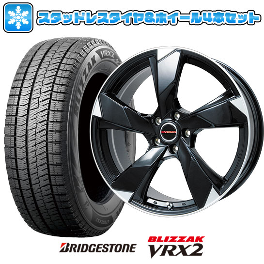 【取付対象】215/50R17 スタッドレスタイヤ ホイール4本セット BRIDGESTONE ブリザック VRX2 (5/100車用) PREMIX ヴェランV(グロスブラック/リムポリッシュ) 17インチ【送料無料】