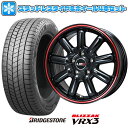 【取付対象】215/70R16 スタッドレスタイヤ ホイール4本セット BRIDGESTONE ブリザック VRX3 (5/114車用) LEHRMEISTER LMG MOS-9(グロスブラック/レッドライン) 16インチ【送料無料】