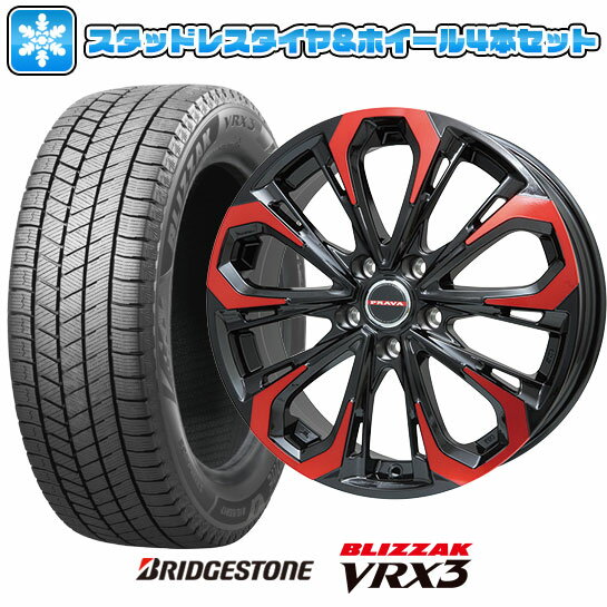 エントリーしてポイント7倍![5/23 20:00-5/27 01:59] 【取付対象】225/50R17 スタッドレスタイヤ ホイール4本セット BRIDGESTONE ブリザック VRX3 (5/114車用) BIGWAY LEYSEEN プラバ5X(レッドクリア) 17インチ【送料無料】