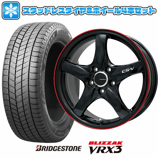 【取付対象】235/45R18 スタッドレスタイヤ ホイール4本セット カムリ/レクサスES BRIDGESTONE ブリザック VRX3 LEHRMEISTER CS-V(グロスブラック/レッドリム) 18インチ【送料無料】