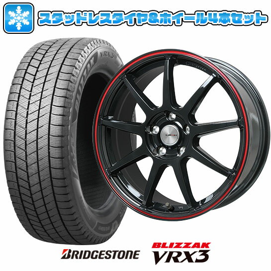 エントリーしてポイント7倍![5/23 20:00-5/27 01:59] 【取付対象】225/50R17 スタッドレスタイヤ ホイール4本セット BRIDGESTONE ブリザック VRX3 (5/114車用) LEHRMEISTER LMスポーツLM-QR グロスブラック/レッドライン 17インチ【送料無料】