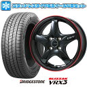 【取付対象】195/55R16 スタッドレスタイヤ ホイール4本セット BRIDGESTONE ブリザック VRX3 (4/100車用) LEHRMEISTER CS-V(グロスブラック/レッドリム) 16インチ【送料無料】