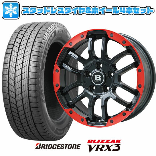 【取付対象】225/70R16 スタッドレスタイヤ ホイール4本セット BRIDGESTONE ブリザック VRX3 (5/114車用) BIGWAY B-LUGNAS FRD(マットブラック/レッドリム) 16インチ【送料無料】