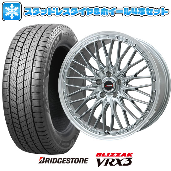 【取付対象】215/45R18 スタッドレスタイヤ ホイール4本セット BRIDGESTONE ブリザック VRX3 (5/114車用) PREMIX MER PROMESH ダークシルバー/リムポリッシュ 18インチ【送料無料】