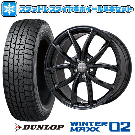 【取付対象】225/60R17 スタッドレスタイヤ ホイール4本セット 輸入車用 プジョー5008 2017- DUNLOP ウインターマックス 02 WM02 EUROTECH VP-LINE(グロスブラック) 17インチ【送料無料】