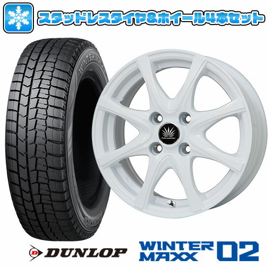 【取付対象】155/55R14 スタッドレスタイヤ ホイール4本セット DUNLOP ウインターマックス 02 WM02 (軽自動車用) PREMIX アマルフィV Jr(ホワイト) 14インチ【送料無料】