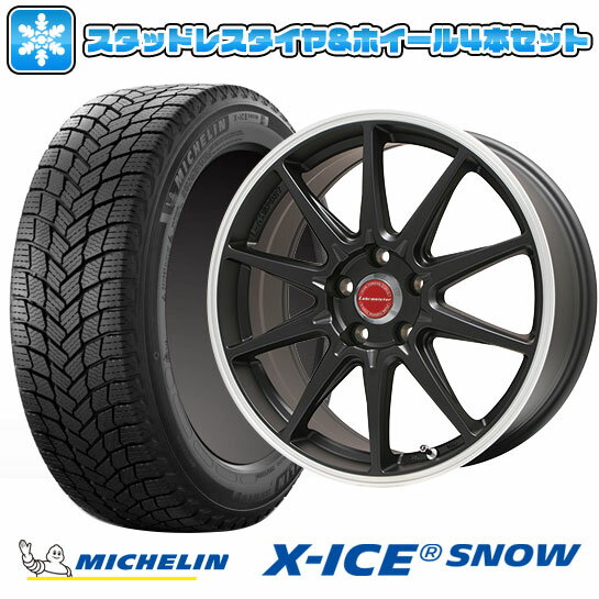 【取付対象】225/40R18 スタッドレスタイヤ ホイール4本セット MICHELIN エックスアイス スノー (5/100車用) LEHRMEISTER LMスポーツRS10(マットブラックリムポリッシュ) 18インチ【送料無料】