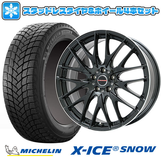 【取付対象】215/45R17 スタッドレスタイヤ ホイール4本セット MICHELIN エックスアイス スノー (5/100車用) BIGWAY LEYSEEN プラバ9M(グロスブラック/リムポリッシュ) 17インチ【送料無料】