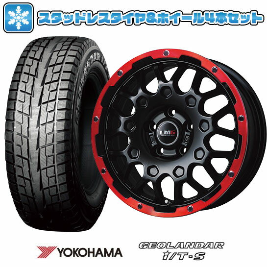 【取付対象】215/65R16 スタッドレスタイヤ ホイール4本セット アルファード/ヴェルファイア等 YOKOHAMA ジオランダー I/T-S G073 LEHRMEISTER LMG MS-9W マットブラックレッドリム 16インチ【送料無料】