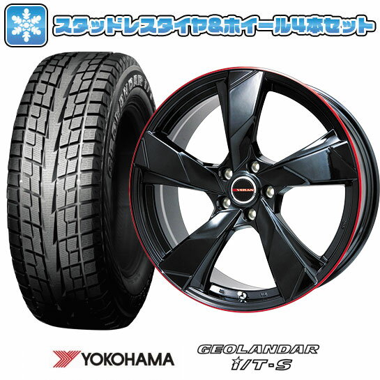 【取付対象】215/60R17 スタッドレスタイヤ ホイール4本セット YOKOHAMA ジオランダー I/T-S G073 (5/114車用) PREMIX ヴェランV(グロスブラック/レッドリム) 17インチ【送料無料】