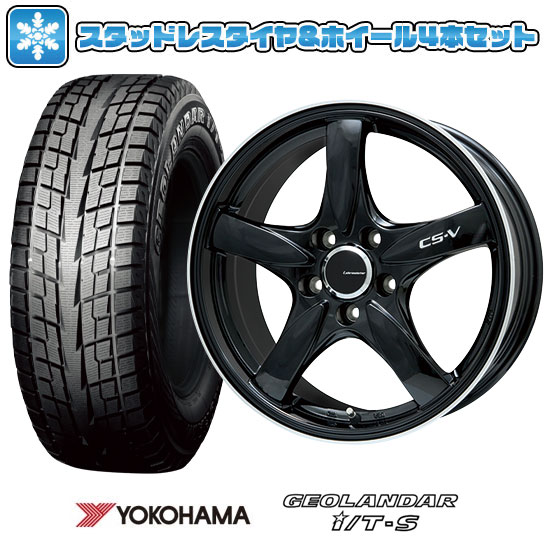 【取付対象】215/65R16 スタッドレスタイヤ ホイール4本セット アルファード/ヴェルファイア等 YOKOHAMA ジオランダー I/T-S G073 LEHRMEISTER CS-V(グロスブラック/リムポリッシュ) 16インチ【送料無料】