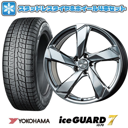 【取付対象】235/45R18 スタッドレスタイヤ ホイール4本セット 輸入車用 プジョー508 2018- YOKOHAMA アイスガード セブンIG70 EUROAXIS クロスエッジ 18インチ(送料無料)