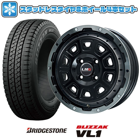 【取付対象】145/80R12 スタッドレスタイヤ ホイール4本セット BRIDGESTONE ブリザック VL10 80/78N (軽自動車用) LEHRMEISTER LMG DS-10 ブラック/ブラッククリアリム 12インチ【送料無料】