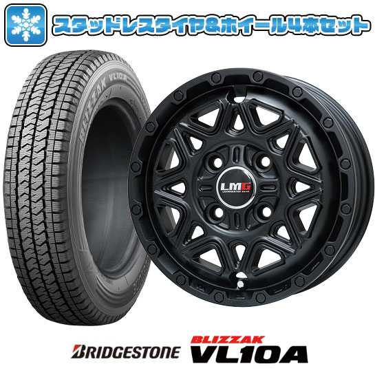 【取付対象】145/80R12 86/84N スタッドレスタイヤ ホイール4本セット クリッパーEV ミニキャブEV BRIDGESTONE ブリザック VL10A LEHRMEISTER LMG モンタグナ(マットブラック) 12インチ(送料無料)