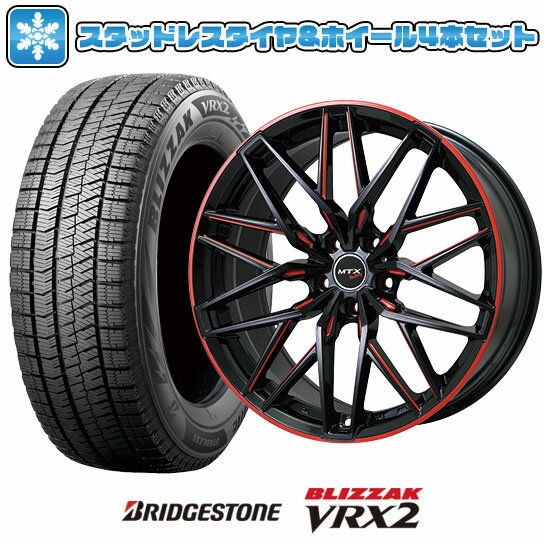 【取付対象】205/55R16 スタッドレスタイヤ ホイール4本セット 輸入車用 MINI（F54） BRIDGESTONE ブリザック VRX2 BIGWAY EURO BAHN NURBURG ニュルブルグMTX(ブラック/マシニングレッド) 16インチ【送料無料】