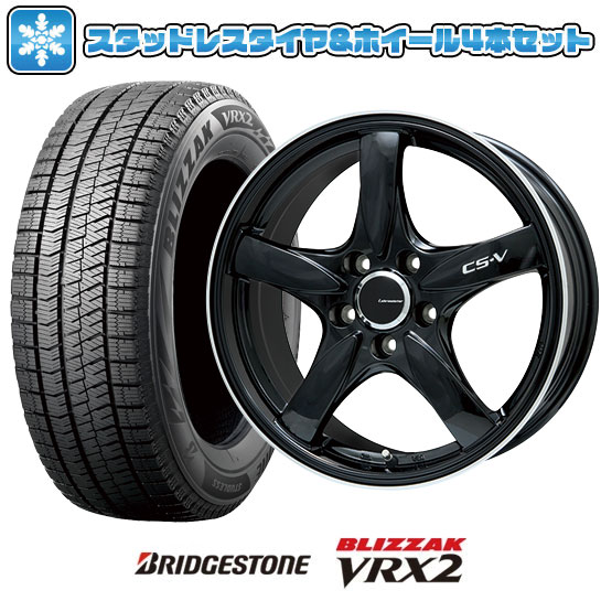 【取付対象】215/60R16 スタッドレスタイヤ ホイール4本セット クラウン/マークX用 BRIDGESTONE ブリザック VRX2 LEHRMEISTER CS-V(グロスブラック/リムポリッシュ) 16インチ【送料無料】