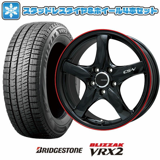 【取付対象】215/60R17 スタッドレスタイヤ ホイール4本セット BRIDGESTONE ブリザック VRX2 (5/114車用) LEHRMEISTER CS-V(グロスブラック/レッドリム) 17インチ【送料無料】