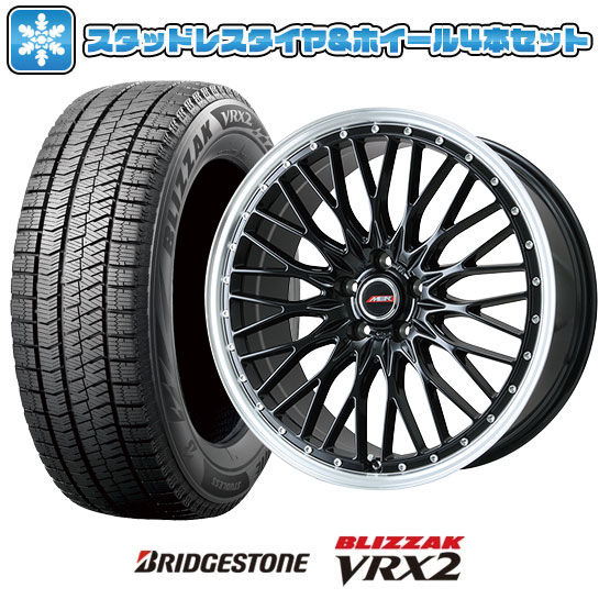 【取付対象】215/45R17 スタッドレスタイヤ ホイール4本セット BRIDGESTONE ブリザック VRX2 (5/114車用) PREMIX MER PROMESH グロスブラック/リムポリッシュ 17インチ【送料無料】