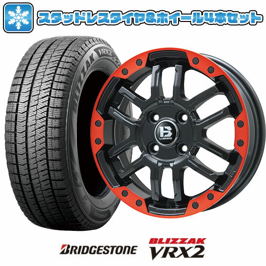 【取付対象】215/65R16 スタッドレスタイヤ ホイール4本セット アルファード/ヴェルファイア等 BRIDGESTONE ブリザック VRX2 BIGWAY B-LUGNAS FRD(マットブラック/レッドリム) 16インチ【送料無料】