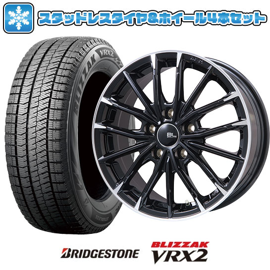 【取付対象】215/45R17 スタッドレスタイヤ ホイール4本セット BRIDGESTONE ブリザック VRX2 (5/114車用) BRANDLE-LINE DF-10M グロスブラック/カットスポーク 17インチ【送料無料】