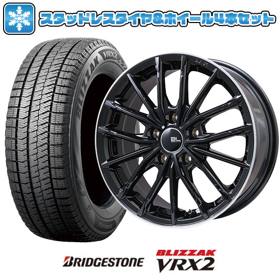 【取付対象】205/55R17 スタッドレスタイヤ ホイール4本セット BRIDGESTONE ブリザック VRX2 (5/114車用) BRANDLE-LINE DF-10M グロスブラック/リムポリッシュ 17インチ【送料無料】