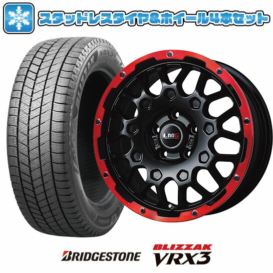 【取付対象】225/50R18 スタッドレスタイヤ ホイール4本セット BRIDGESTONE ブリザック VRX3 (5/114車用) LEHRMEISTER LMG MS-9W マットブラックレッドリム 18インチ【送料無料】