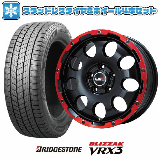 【取付対象】215/65R16 スタッドレスタイヤ ホイール4本セット アルファード/ヴェルファイア等 BRIDGESTONE ブリザック VRX3 LEHRMEISTER LMG CS-9 マットブラック/レッドリム 16インチ【送料無料】