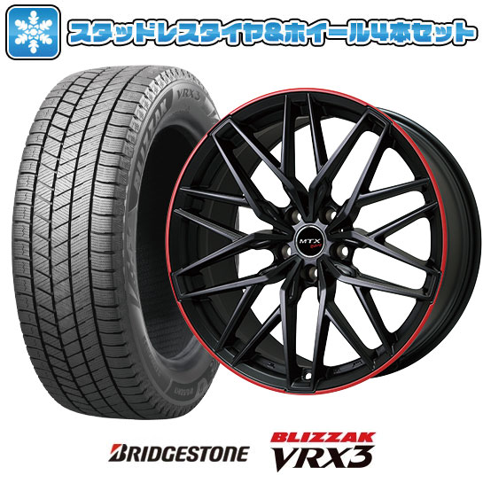 【取付対象】195/60R16 スタッドレスタイヤ ホイール4本セット 輸入車用 MINI（J01） BRIDGESTONE ブリザック VRX3 BIGWAY EURO BAHN ニュルブルグMTX(マットブラック/レッドリム) 16インチ(送料無料)