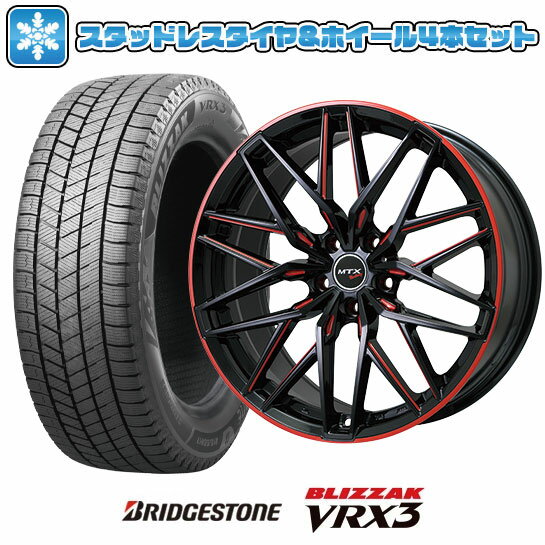 【取付対象】195/60R16 スタッドレスタイヤ ホイール4本セット 輸入車用 MINI（J01） BRIDGESTONE ブリザック VRX3 BIGWAY EURO BAHN ニュルブルグMTX(ブラック/マシニングレッド) 16インチ(送料無料)