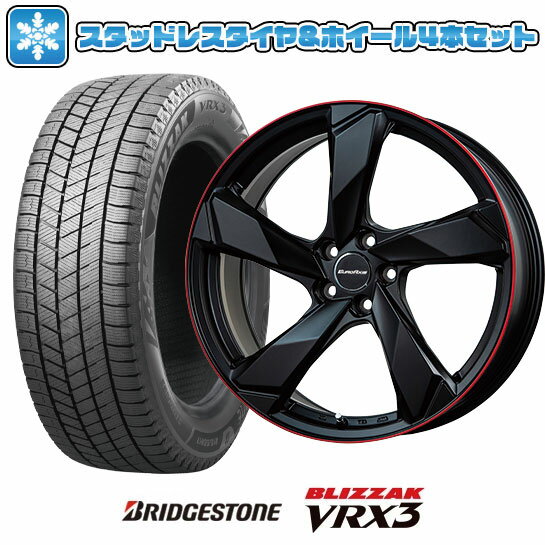 【取付対象】255/35R19 スタッドレスタイヤ ホイール4本セット 輸入車用 アウディA5（F5 8T） BRIDGESTONE ブリザック VRX3 EUROAXIS クロスエッジ(マットブラック/レッドリム) 19インチ【送料無料】
