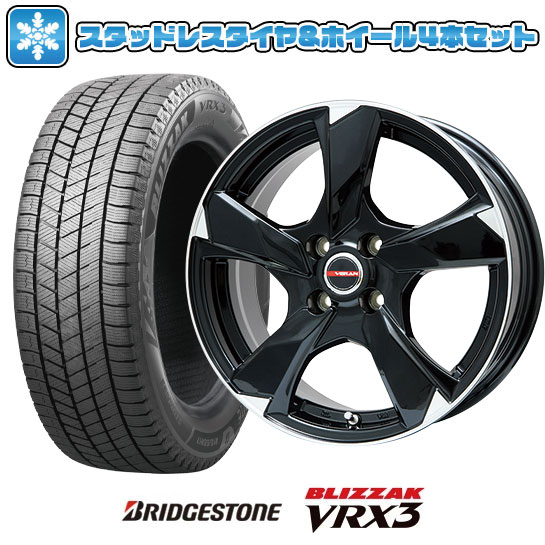 【取付対象】205/55R16 スタッドレスタイヤ ホイール4本セット BRIDGESTONE ブリザック VRX3 (5/114車用) PREMIX ヴェランV(グロスブラック/リムポリッシュ) 16インチ【送料無料】