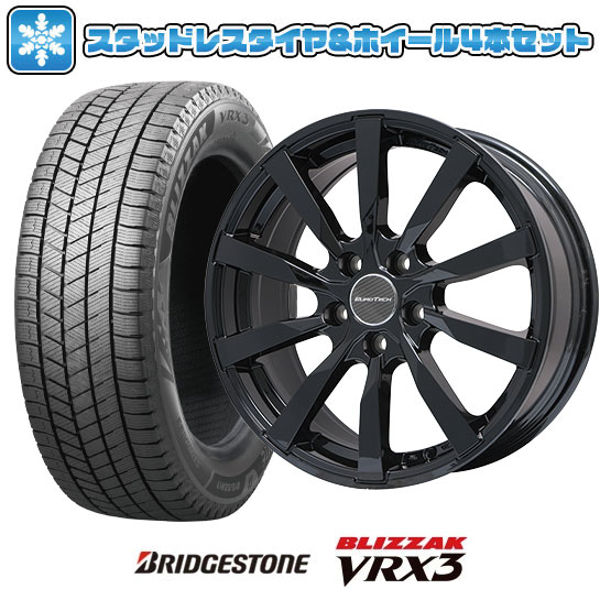 【取付対象】205/60R16 スタッドレスタイヤ ホイール4本セット 輸入車用 アウディA4（8W） BRIDGESTONE ブリザック VRX3 EUROTECH ガヤ10(グロスブラック) 16インチ【送料無料】