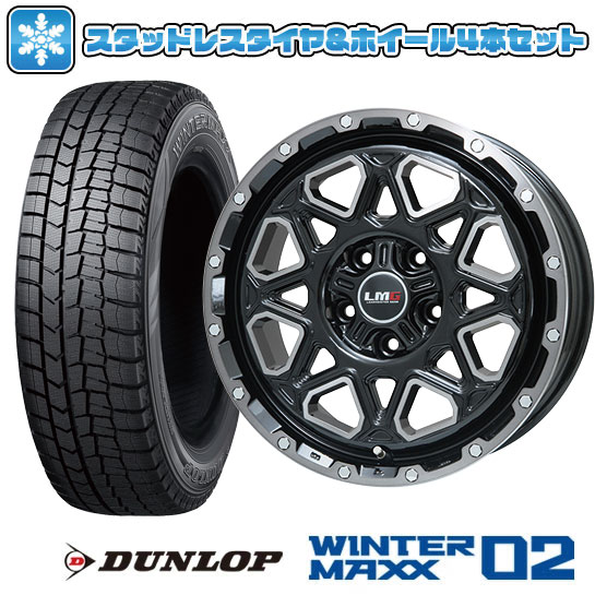 【取付対象】215/65R16 スタッドレスタイヤ ホイール4本セット アルファード/ヴェルファイア等 DUNLOP ウインターマックス 02 WM02 LEHRMEISTER LMG モンタグナ(ブラックポリッシュ/ブラッククリア) 16インチ【送料無料】