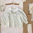 シャツ ベビー・キッズ 長袖 コットン 綿 花柄 提花 ジャカード 春秋 フリル襟 73CM 80cm 90cm 100cm 110cm(x3)
